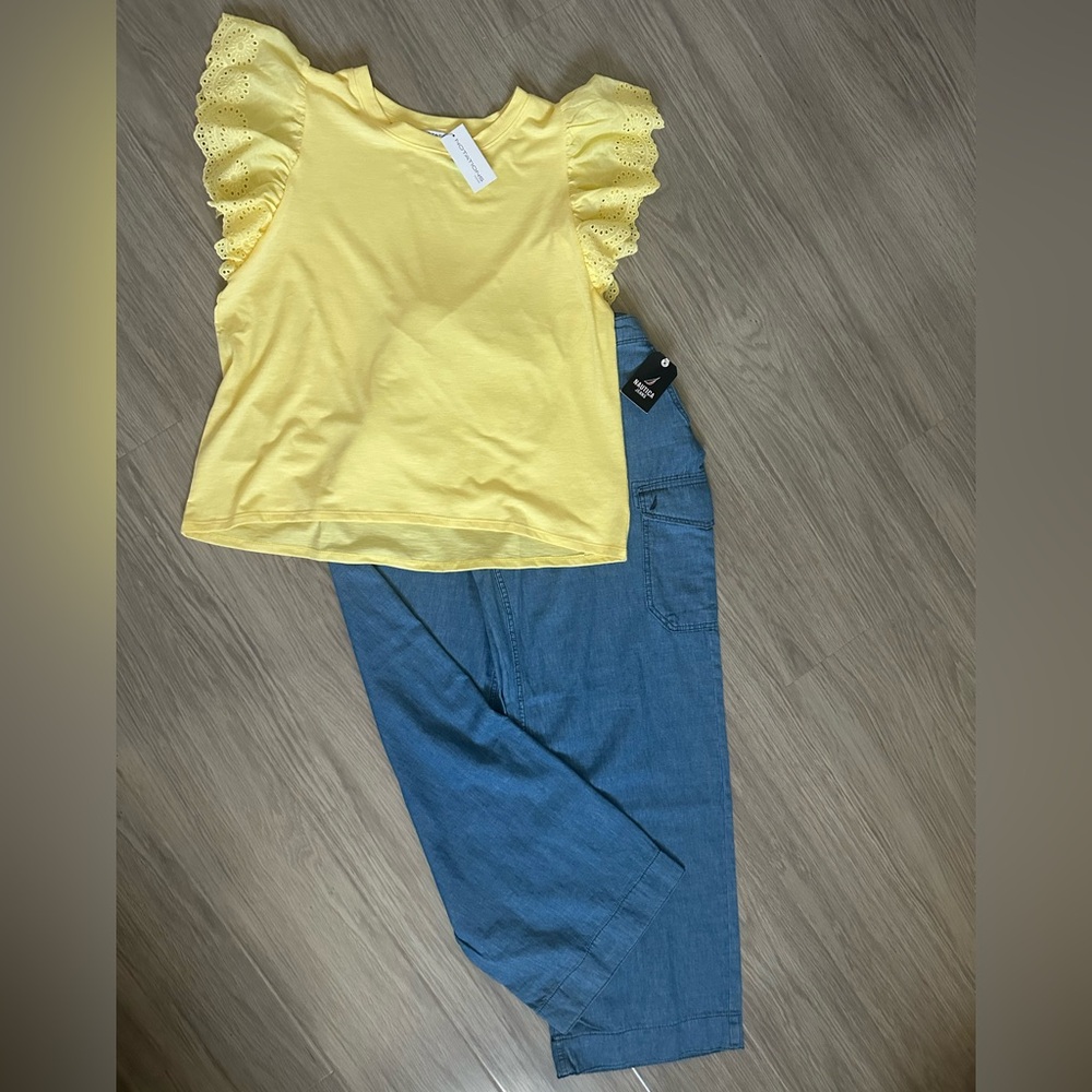 Plus Size Yellow Ruffle Sleeve Top - Picture 2 of 4